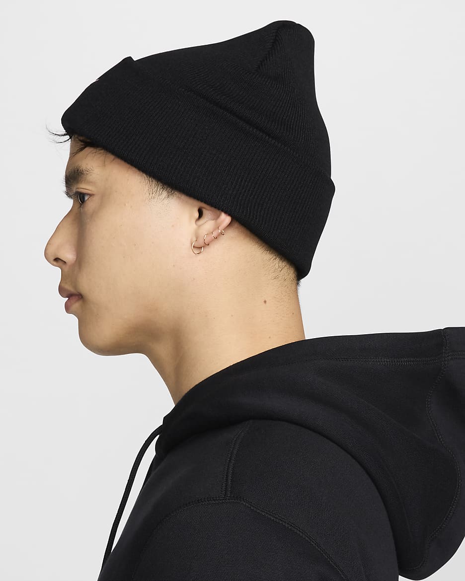 Nike swoosh beanie black best sale